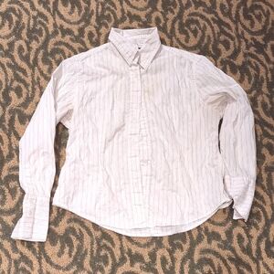 Jones New York Women's White Striped Button Down Size 12 Shirt